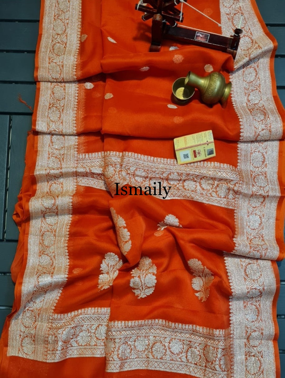 Scarlett Banarasi Pure Khaddi Georgette Kadwa Saree