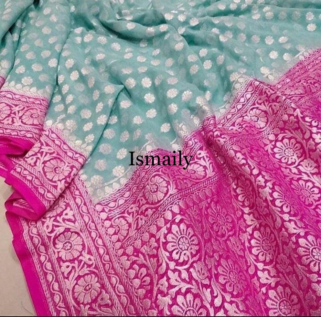 Baby Banarasi Pure Khaddi Georgette Saree