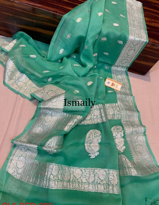 Jungle Banarasi Pure Khaddi Georgette Kadwa Saree