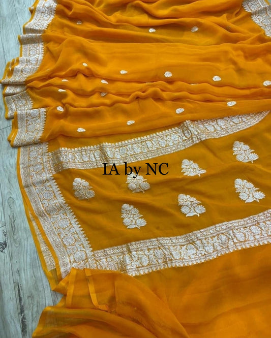 Fire Banarasi Pure Khaddi Georgette Kadwa Saree