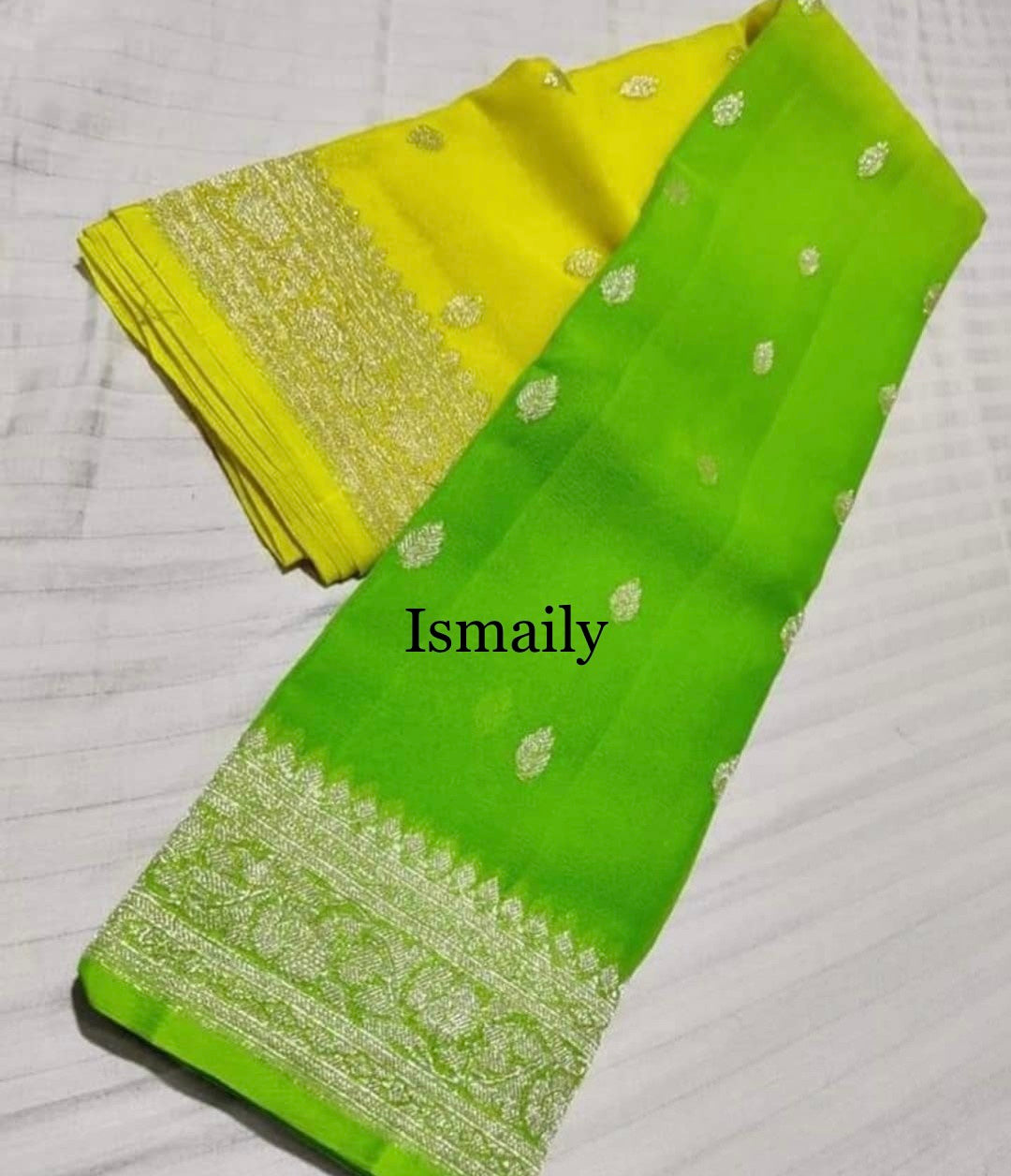 Kelly Banarasi Pure Khaddi Georgette Kadwa Saree