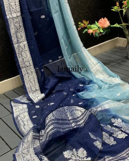 Space Banarasi Pure Khaddi Georgette Kadwa Saree