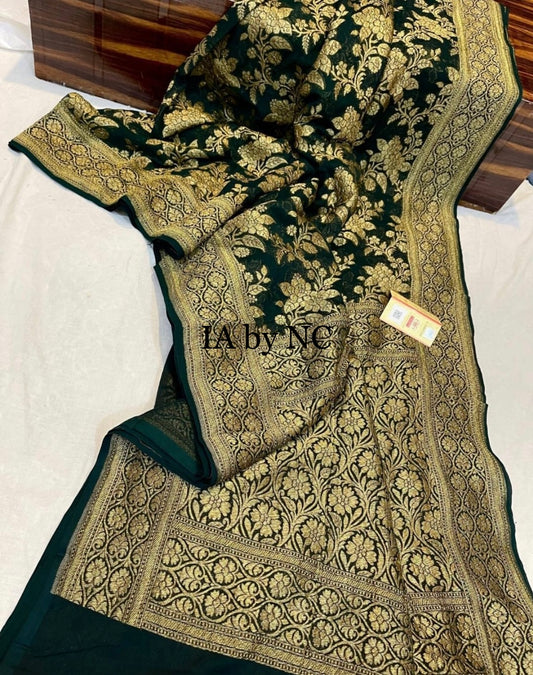 Sacramento Banarasi Pure Khaddi Georgette Saree