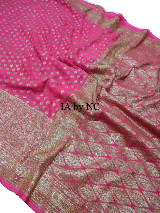 Ruby Banarasi Pure Khaddi Georgette Saree