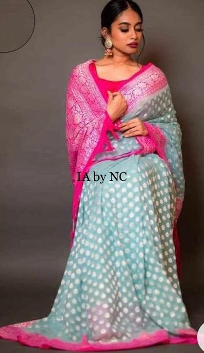Baby Banarasi Pure Khaddi Georgette Saree