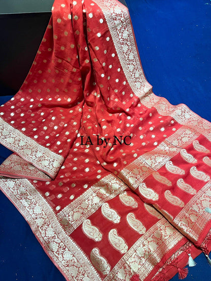 Red Banarasi Pure Georgette Saree