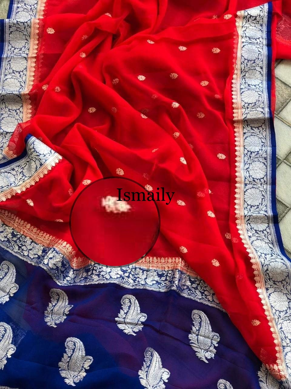 Red Banarasi Pure Khaddi Georgette Kadwa Saree