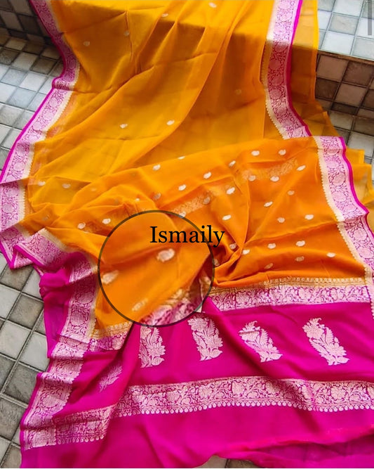 Fire Banarasi Pure Khaddi Georgette Kadwa Saree