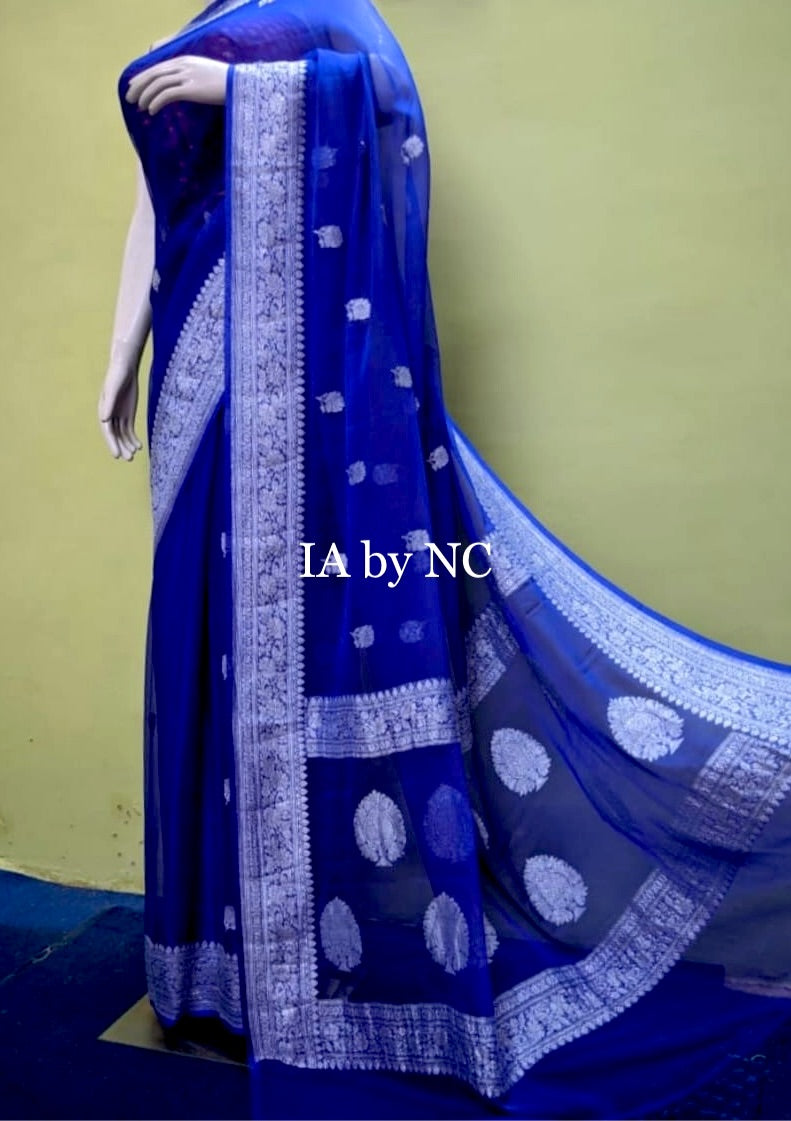 Royal Banarasi Pure Khaddi Georgette Kadwa Saree