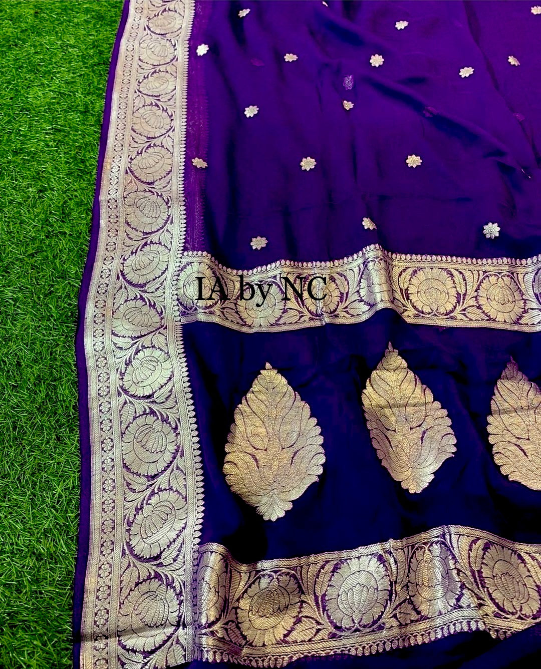 Grape Banarasi Pure Khaddi Georgette Kadwa Saree