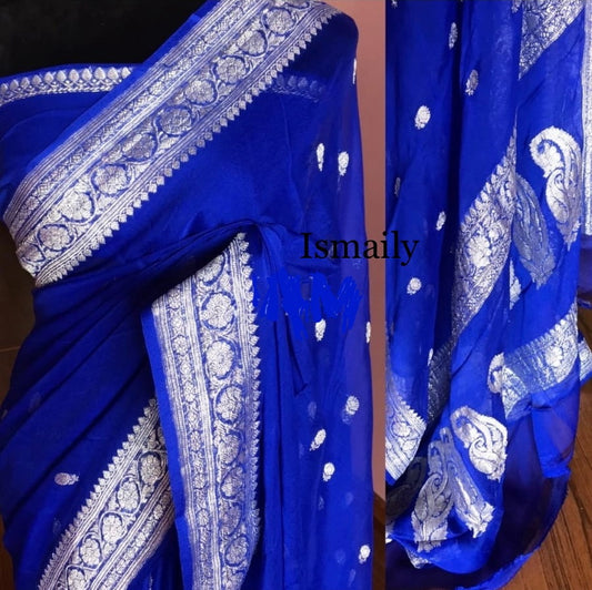 Royal Banarasi Pure Khaddi Georgette Kadwa Saree