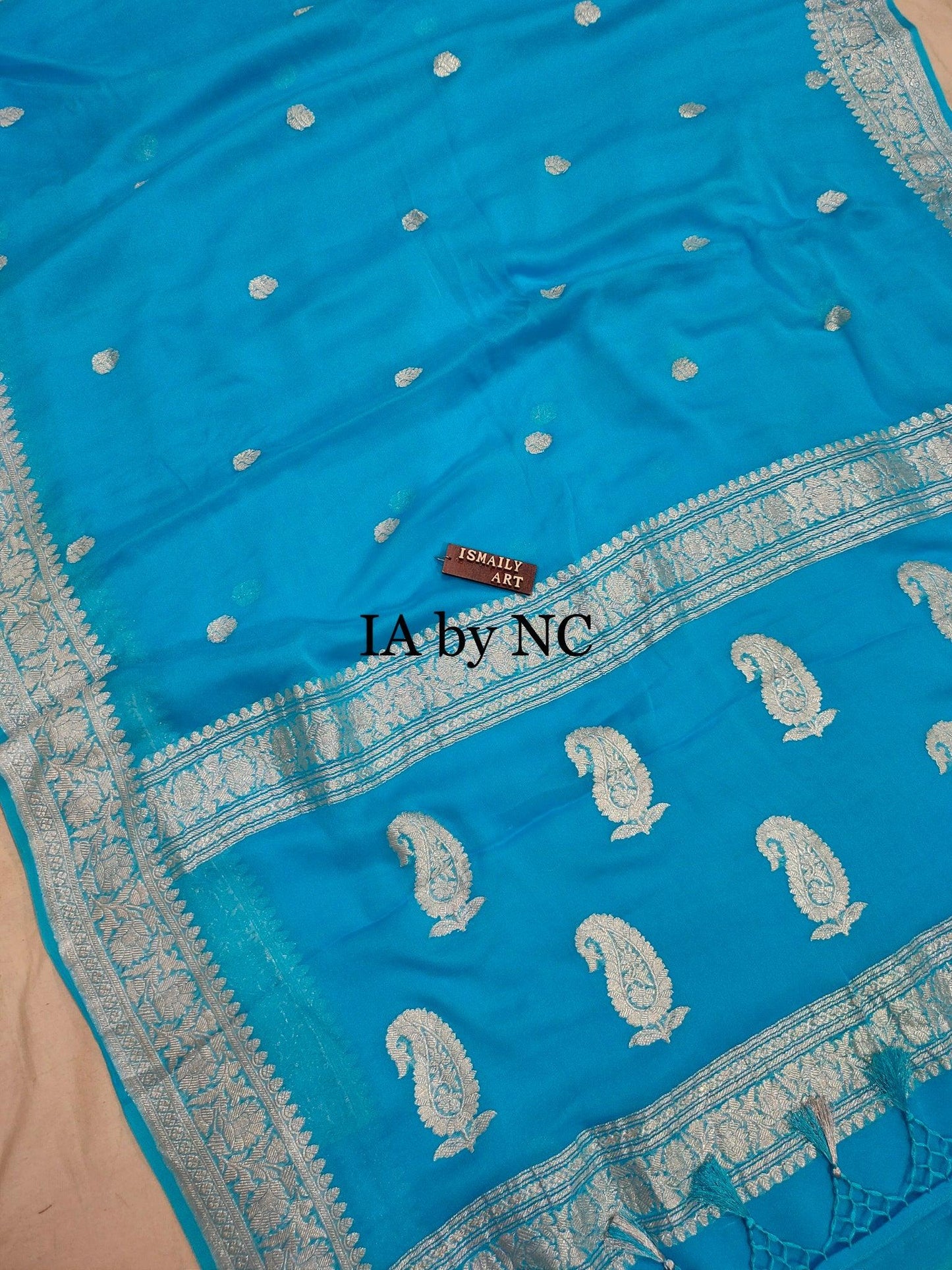 Azure Banarasi Pure Khaddi Georgette Kadwa Saree