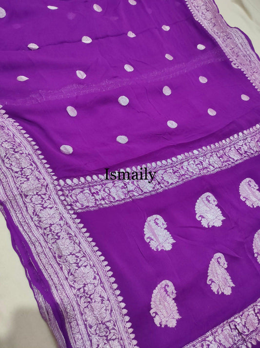 Lollipop Banarasi Pure Khaddi Georgette Kadwa Saree