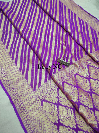 Purple Banarasi Pure Khaddi Georgette Saree