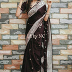 Mahogany Banarasi Pure Khaddi Georgette Kadwa Saree