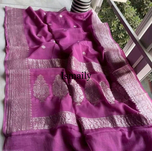 Fandango Banarasi Pure Khaddi Georgette Kadwa Saree