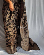 Black Banarasi Pure Khaddi Georgette Saree