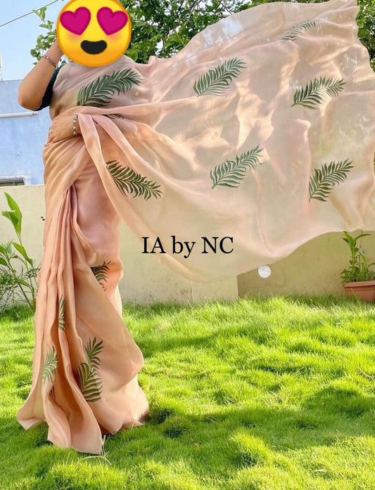 Nude Beige Banarasi Pure Kora Organza Saree