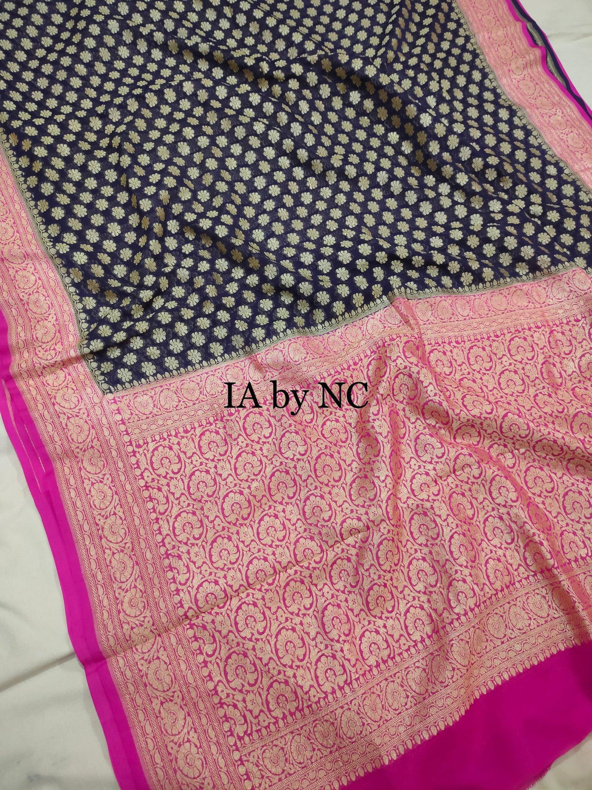 Black Banarasi Pure Khaddi Georgette Saree