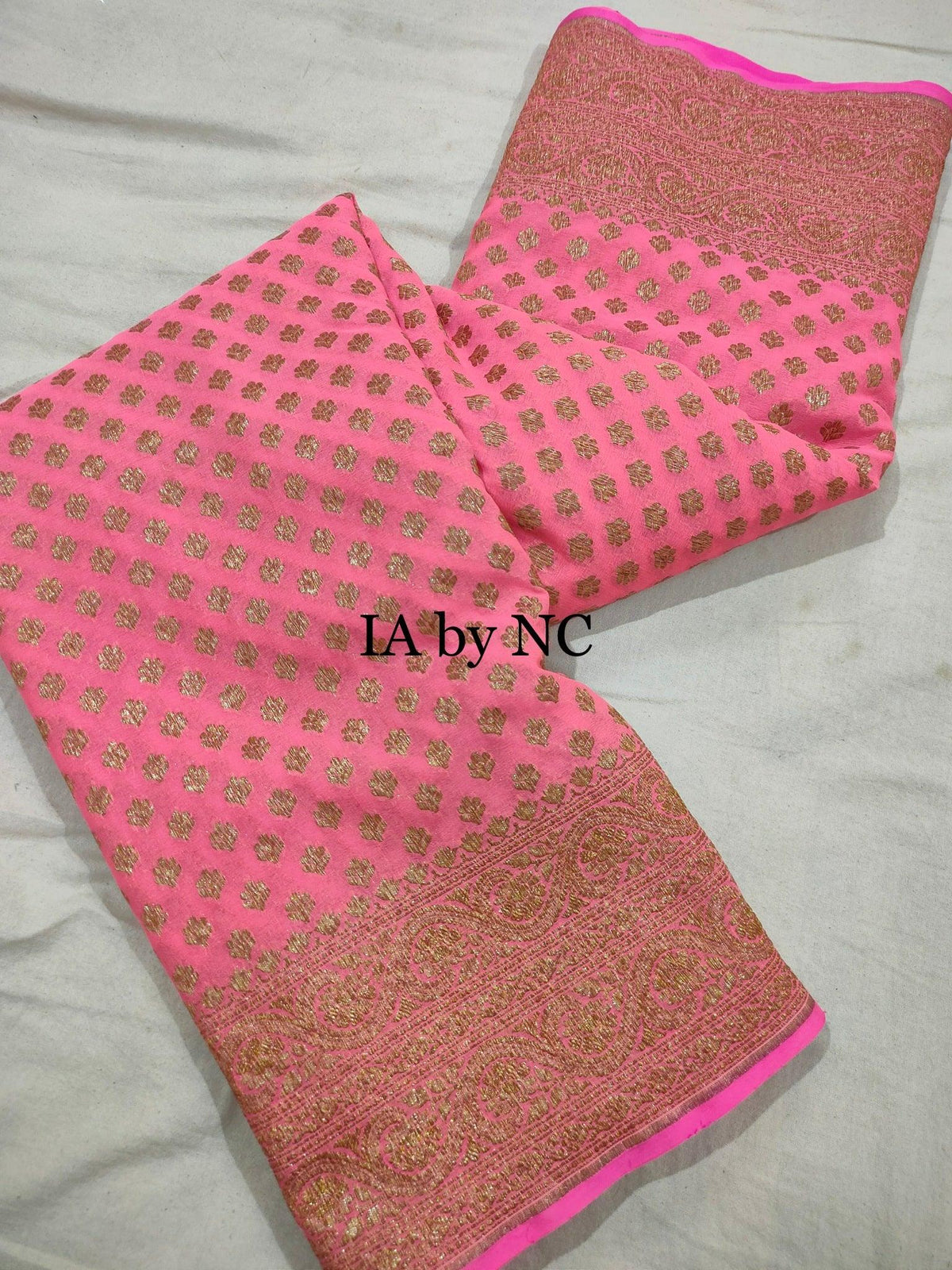 Pink Banarasi Pure Khaddi Georgette Saree