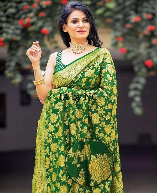 Bottle Banarasi Pure Khaddi Georgette Saree