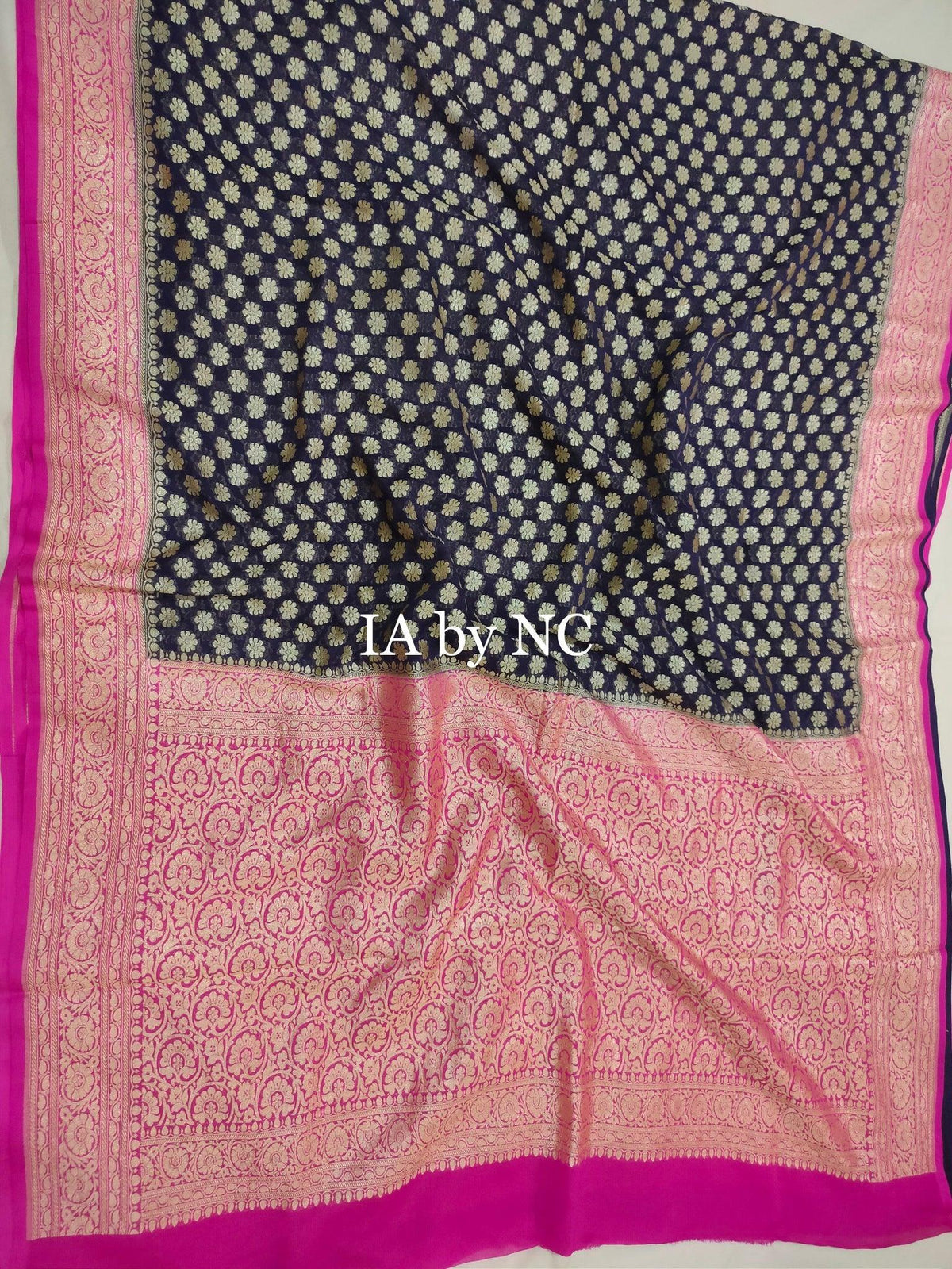 Black Banarasi Pure Khaddi Georgette Saree
