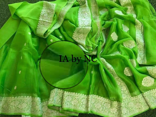 Kelly Banarasi Pure Khaddi Georgette Kadwa Saree